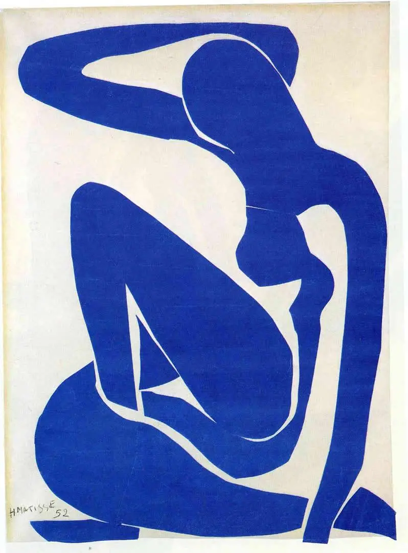 1952 Nu bleu gouache on paper by Henri Matisse, French painter and sculptor