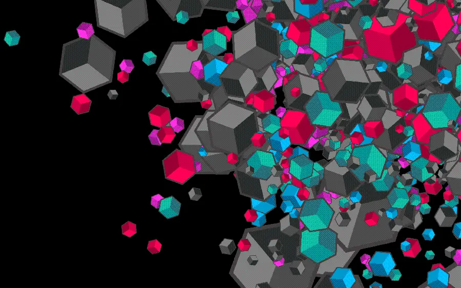 Digital and abstract photo for desktop with a cube design of colored squares 