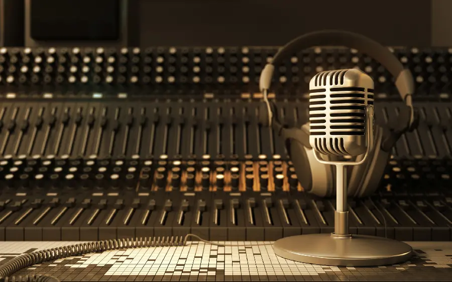 Stylish stock photo for printing posters in recording studios