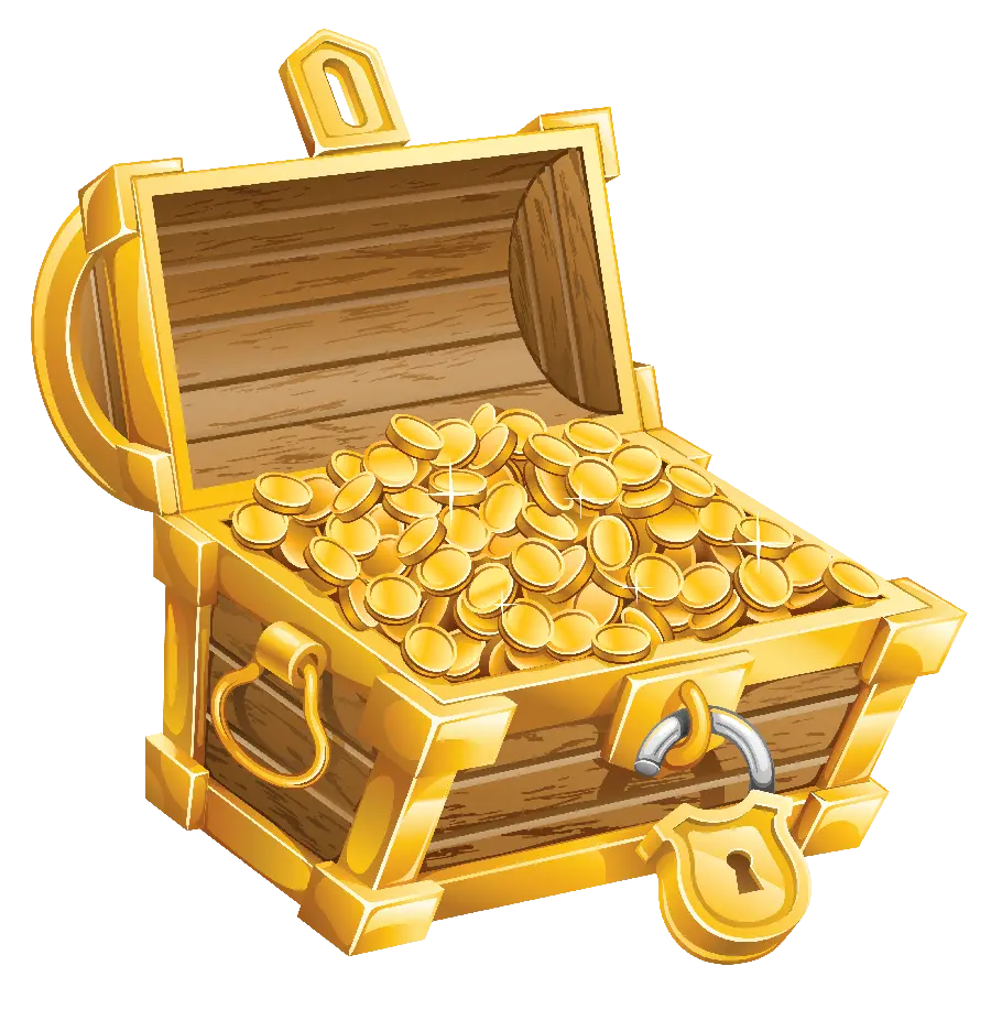 Free download of teleported treasure chest and gold PNG image