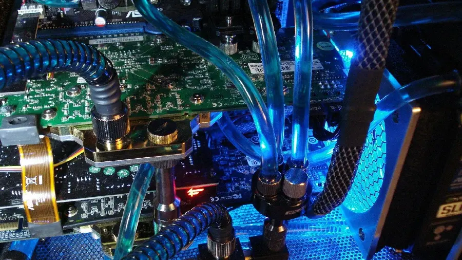 Advanced Motherboard Water Cooling Stock Photo