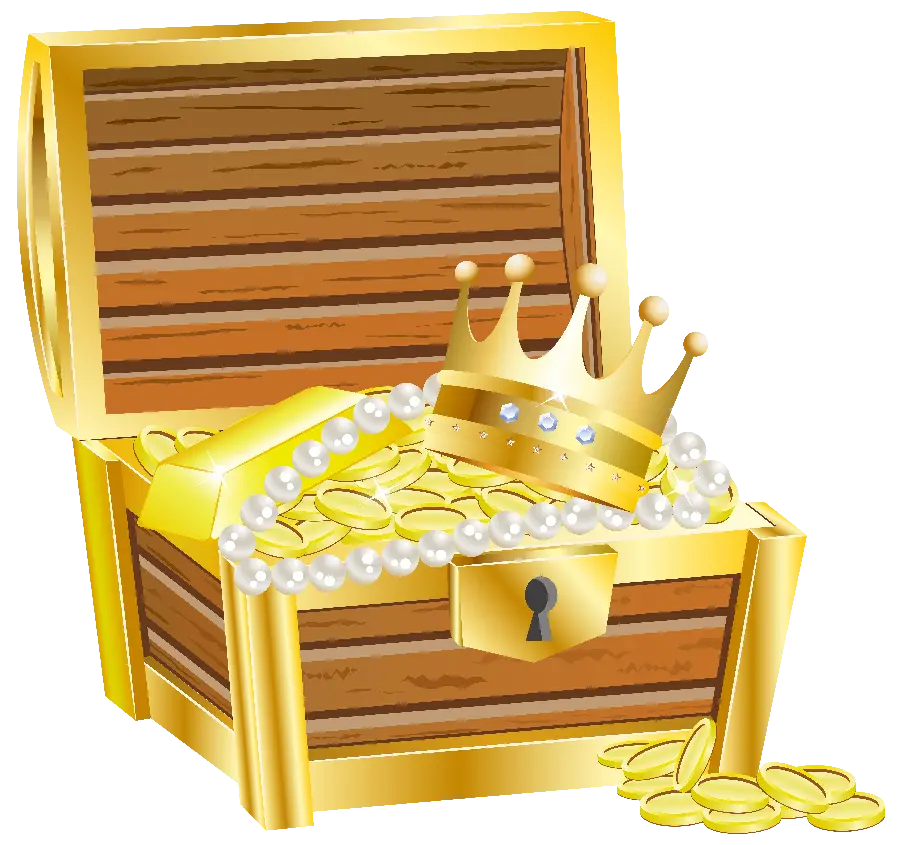 Free download of PNG image of a treasure chest full of gold coins and diamonds 