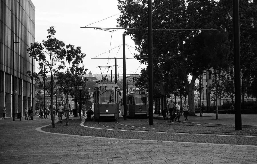 Black and white stock photography of a European city