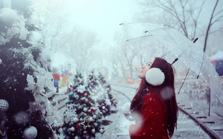 The most downloaded profile picture and background of a snow umbrella in a dreamy and romantic winter 