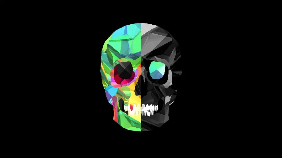 High quality digital graphic painting of a human skull 