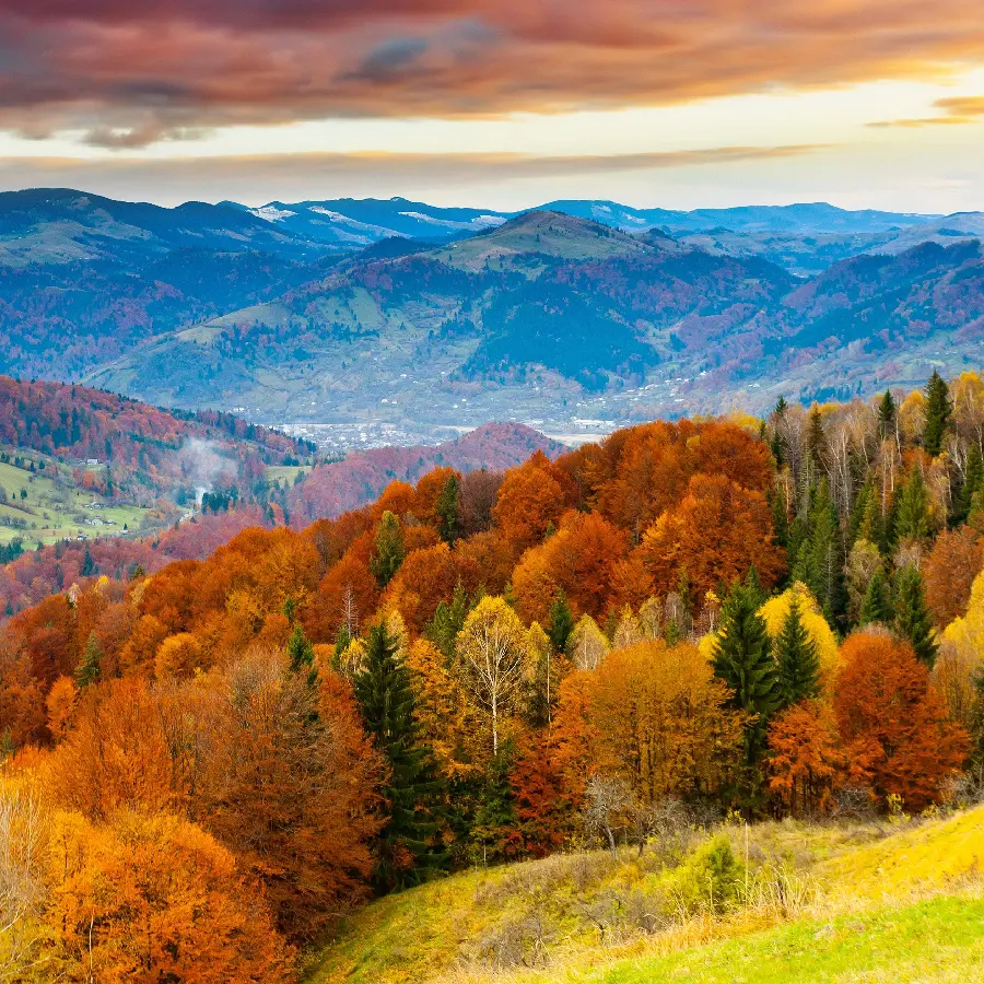 The most chic waterfall landscape in the pristine and pure autumn nature 