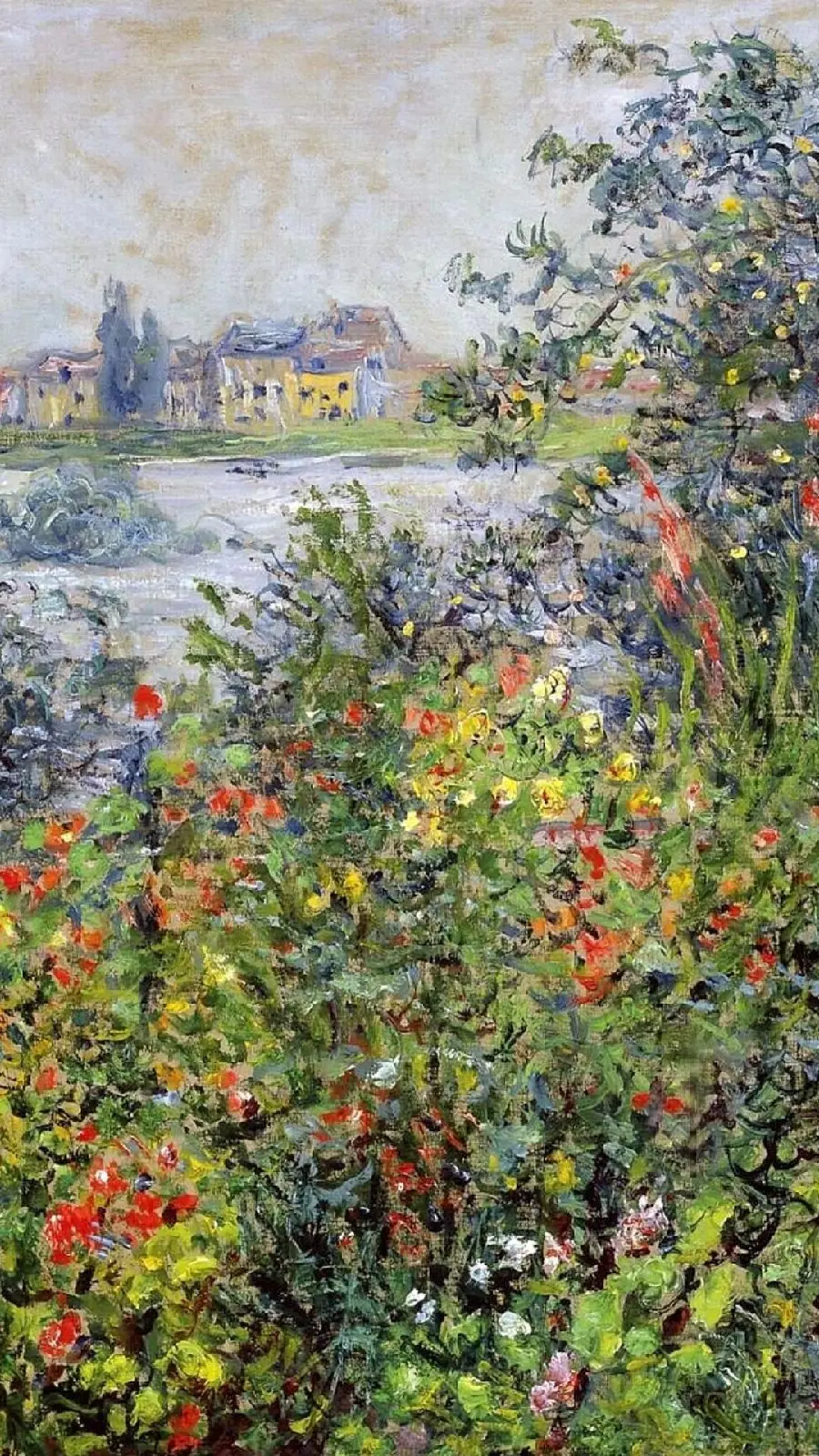 DDownload the painting of the flowers around the house 