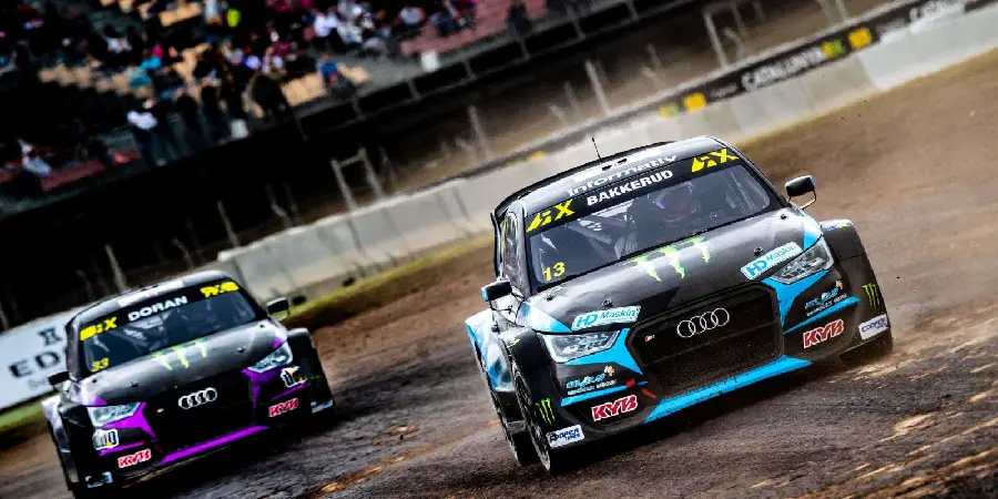 Beautiful and attractive background of black rallycross cars