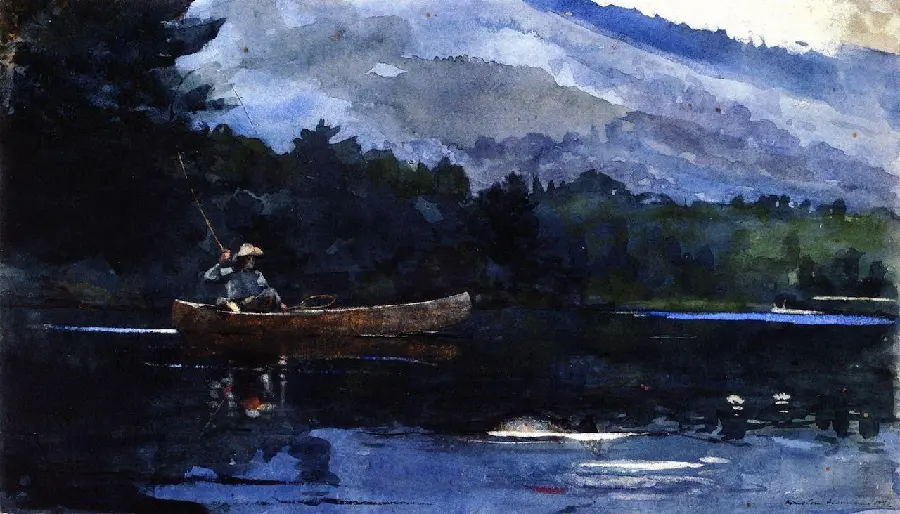 Winslow Homer Painting Adirondack Lake (Blue Monday) 1892