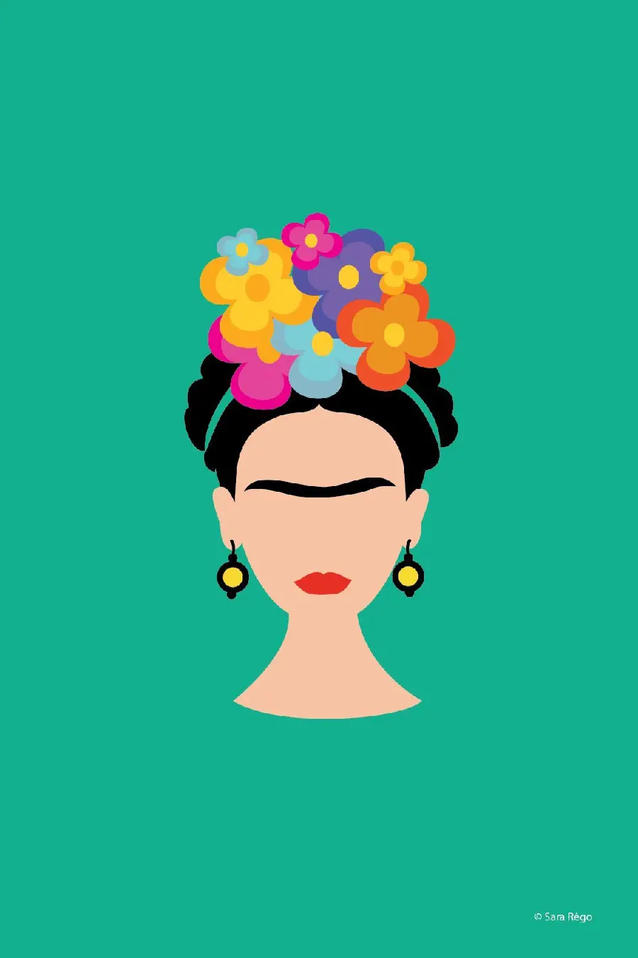 Minimal and cute graphic background of Frida Kahlo for iPhone