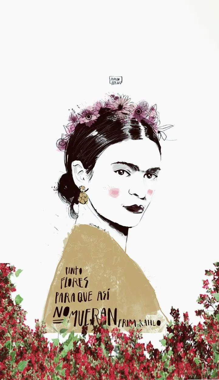 Download background photo with a special and beautiful design of Frida Kahlo with a white background 