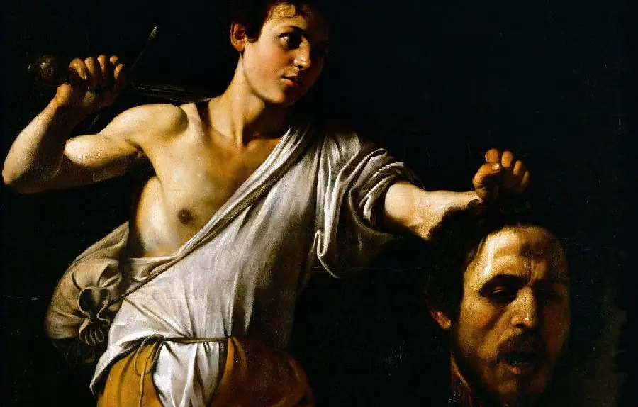Image of the painting of David and the head of Goliath by the famous artist Caravaggio