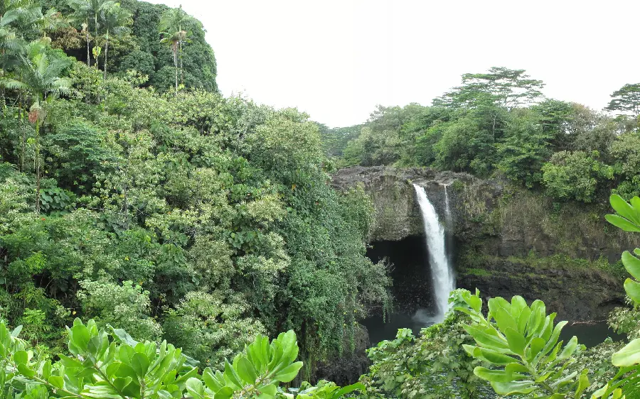 Download photos Beautiful and romantic view of the waterfall design in the middle of the lush forest 