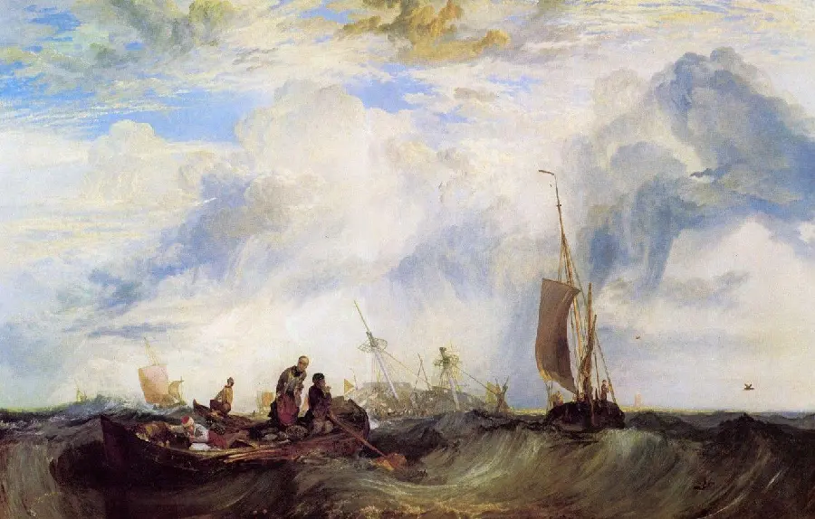 Download photo of an artistic work of sea travelers by William Turner, the famous English painter