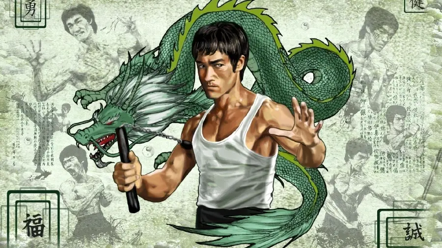 Download the image of Bruce Lee's painting in the theme Green Dragon 