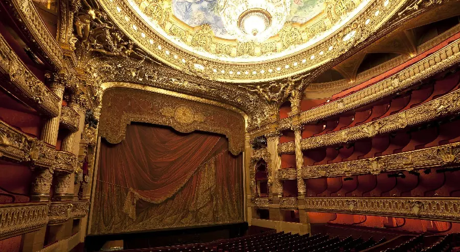 Beautiful photo of the theater hall, aristocratic design for the performance of opera and other shows