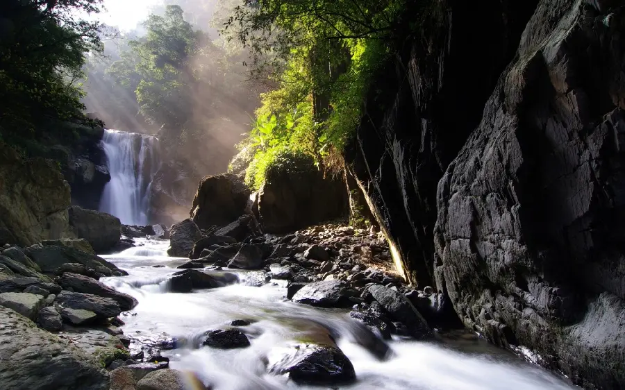 Amazing background image of a waterfall landscape in nature