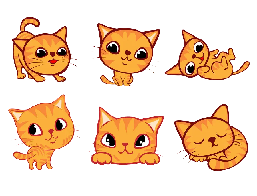 Download PNG and cropped images of various orange cat designs
