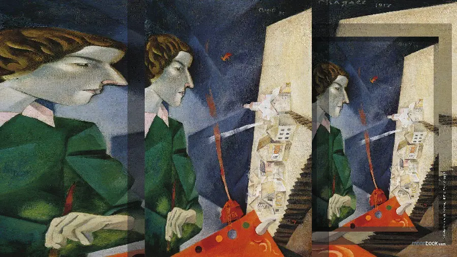 Marc Chagall's special painting wallpaper of a woman in a green dress