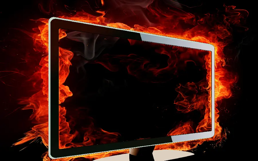 Amazing Desktop Wallpaper of a Flaming Monitor
