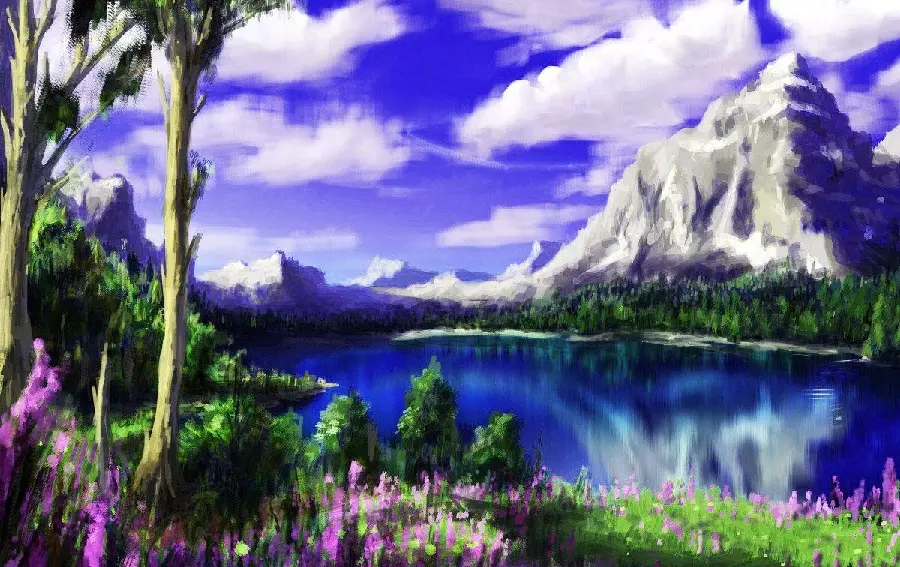 Download Stock and Forky 4k Mountain Nature Painting and Lake Khafen for Poster Printing
