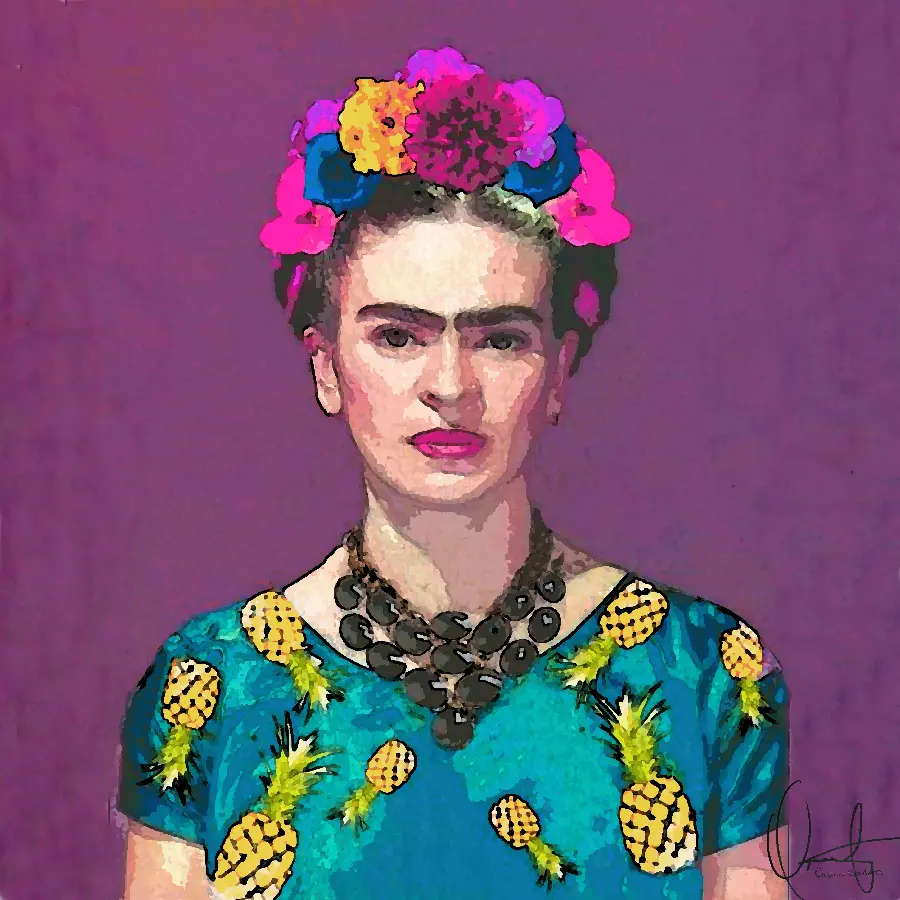 The cutest computer graphic image of Frida Kahlo for your profile and Telegram background 