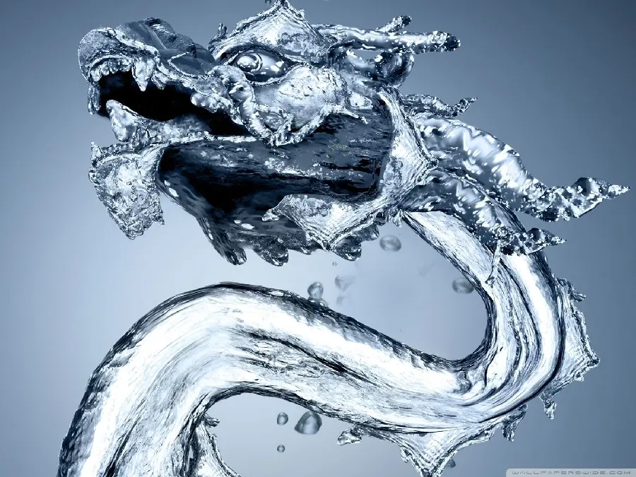 Digital image of cool water designed in the shape of a legendary dragon