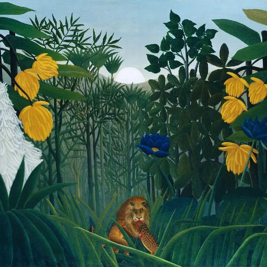 Download the artwork of the King of the Jungle by the masterpiece of the famous French painter Henri Rousseau 