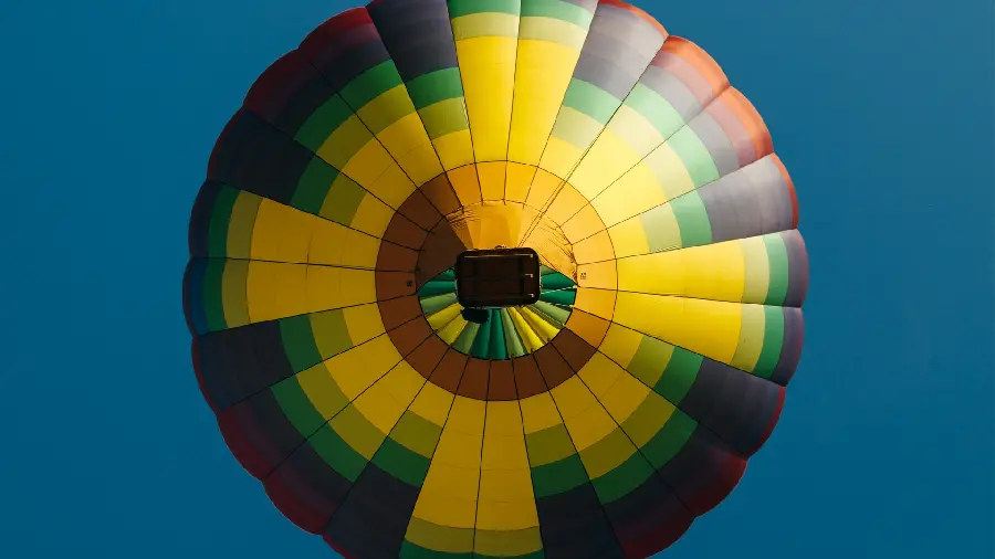 HD quality photo low angle of multicolored tourist hot air balloon in the sky 
