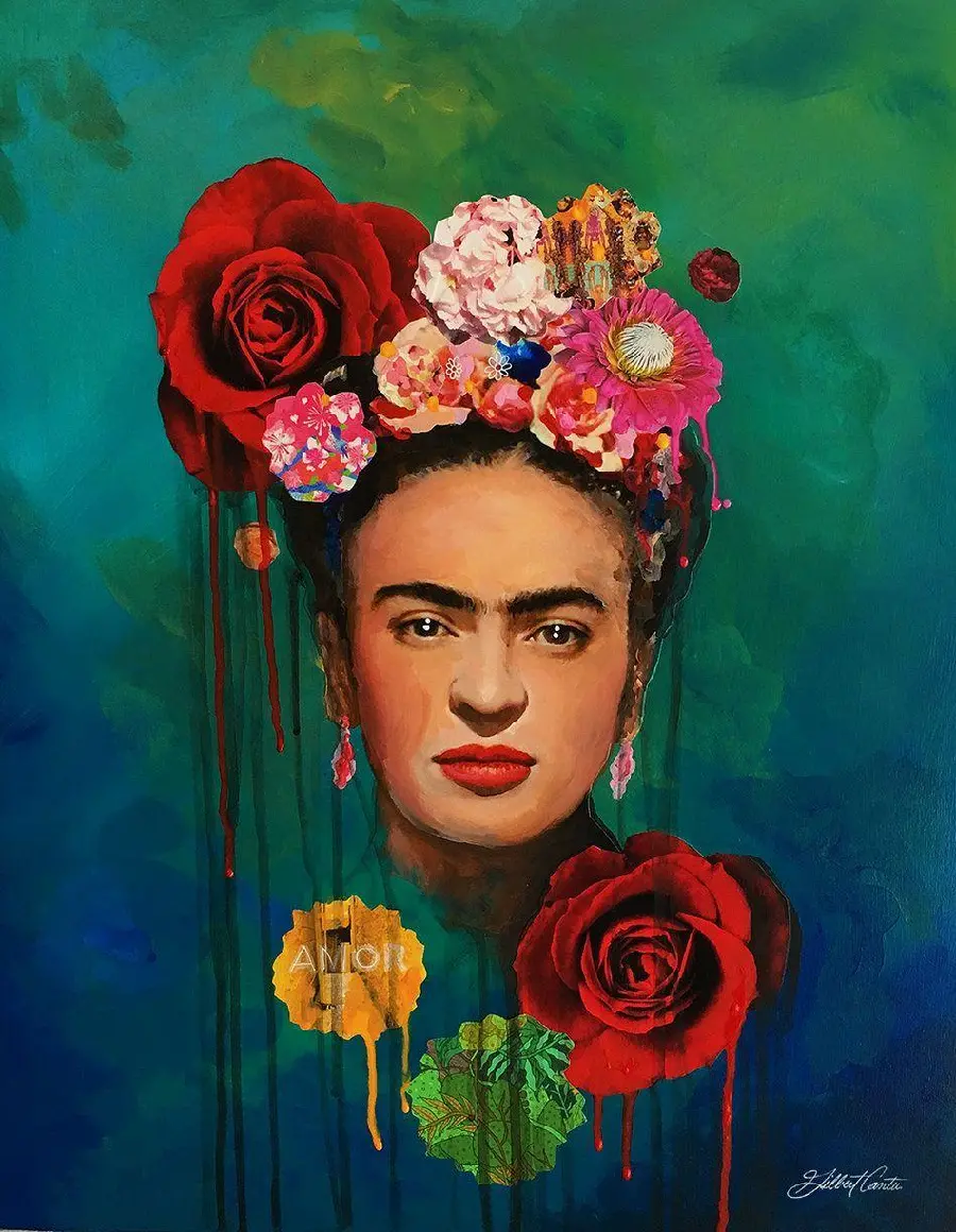 Frida Kahlo Painting Acrylic Portrait Mexican Style Frida Kahlo Art