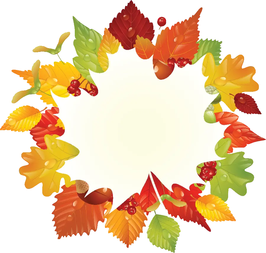Download free and high-quality PNG image of a circular frame with the theme of autumn leaves
