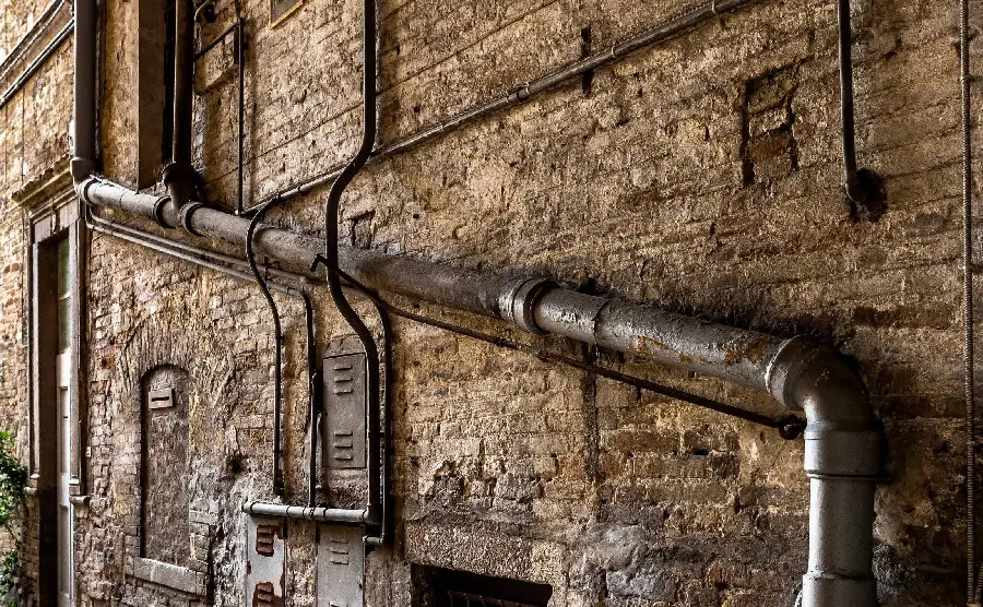 Old and dilapidated steel building background photo
