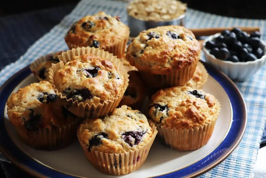Homemade delicious and delicious blueberry muffins and cupcakes