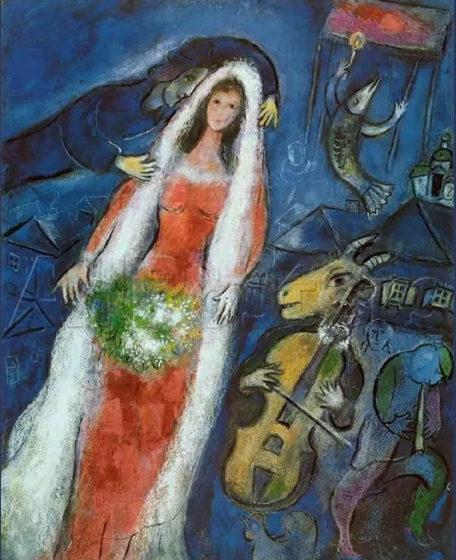 Photo of Marc Chagall's special work of a woman in a red dress 