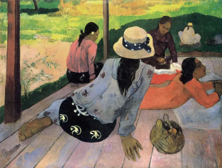 Download the siesta painting by Paul Gauguin in 4K quality