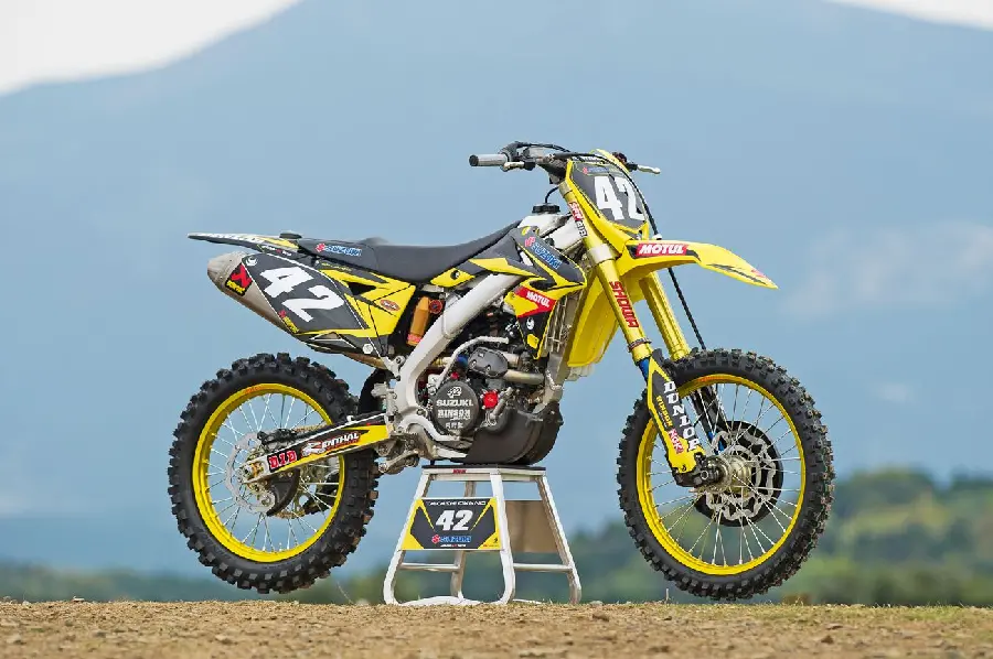 Background of Suzuki GSX racing sports motorcycle 250R in yellow