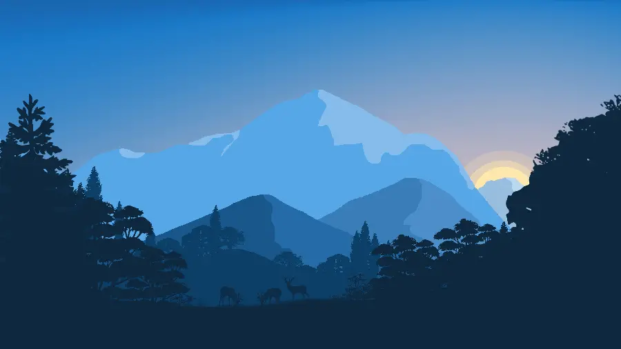 The most special minimalist background design with a blue color theme for boys and girls, mountain and forest nature landscape design 