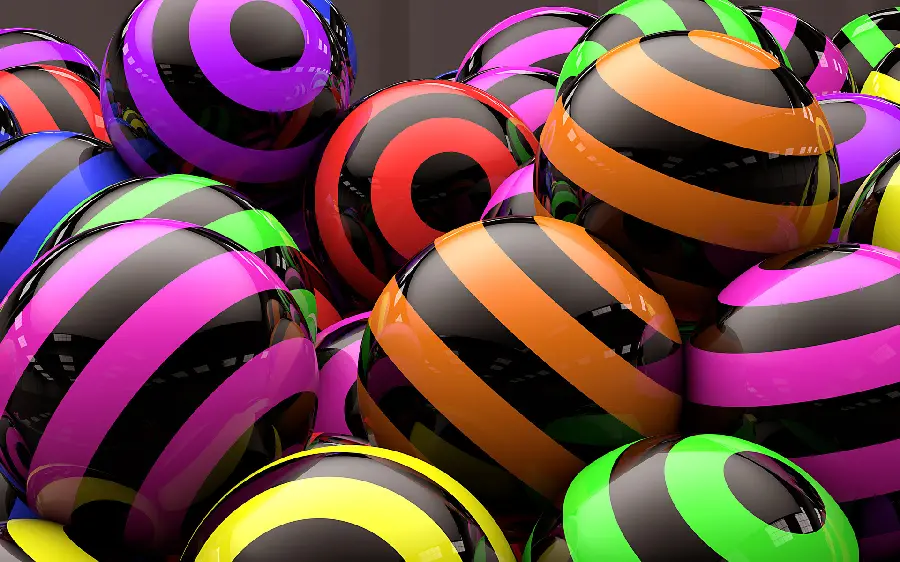 Wallpaper photo of striped and colored balls in full HD quality
