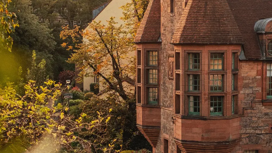 A very attractive photo of old stone houses and glass windows 8K