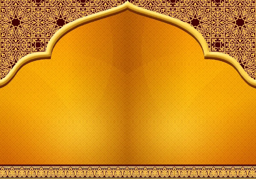 Golden background photo with Islamic design to create religious writing photo