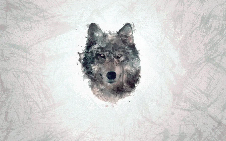 Minimalist style wallpaper with a majestic wolf design