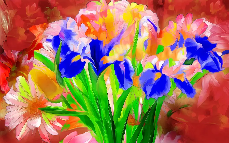 Beautiful watercolor bouquet cartoon Hd background
