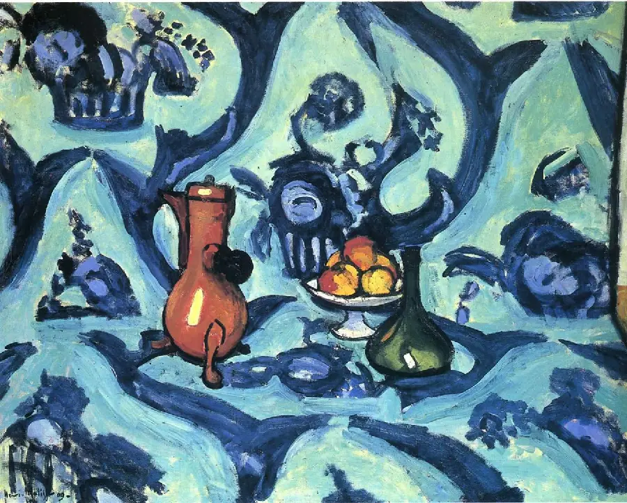 Artwork Still life with blue Tablecloth 1909 by Henri Matisse