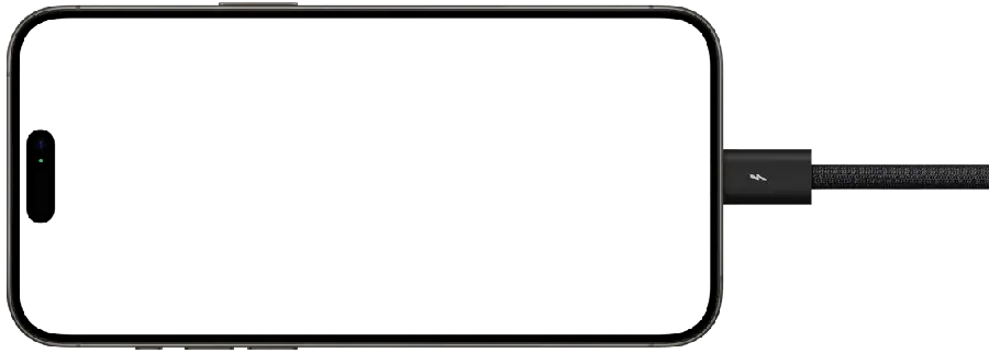 PNG photo of the iPhone 15 Plus equipped with a USB_C port instead of Lightning 