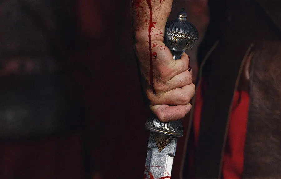 Download completely free stock image of a bloody hand with a knife 