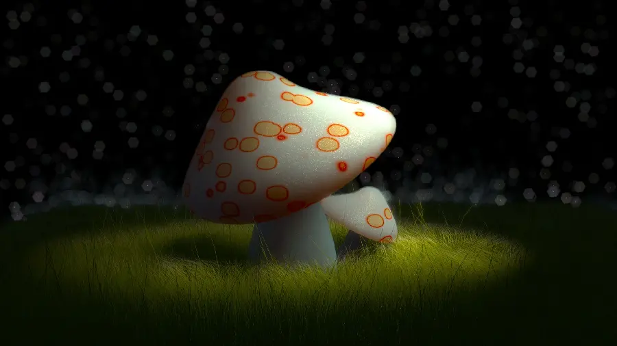 New background photo for the computer with a white mushroom design 
