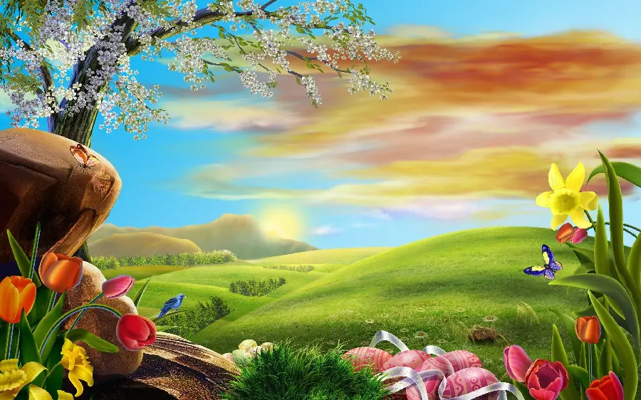 Download a graphic fantasy nature painting that is attractive and spectacular