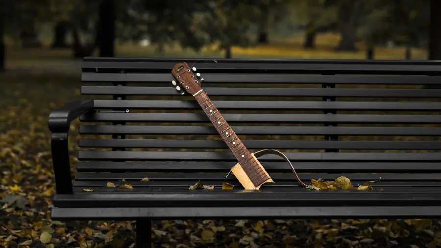 New Wallpaper For Monitor Broken Guitar On Bench 