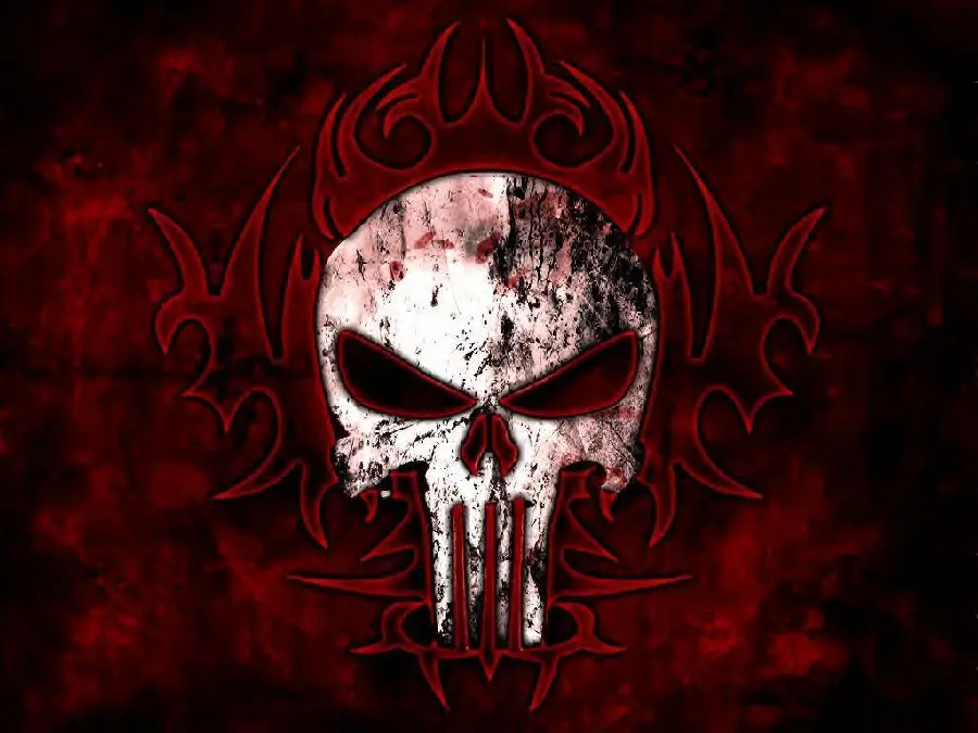 Download a scary picture of a human skull with a blood red background