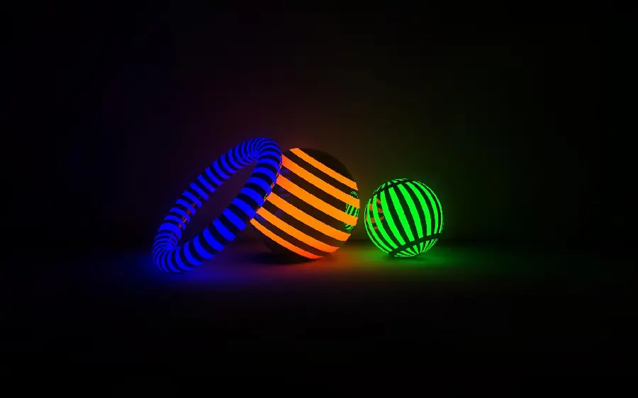 Background Image of Bright and Luminous 3D Colors in the Background Black